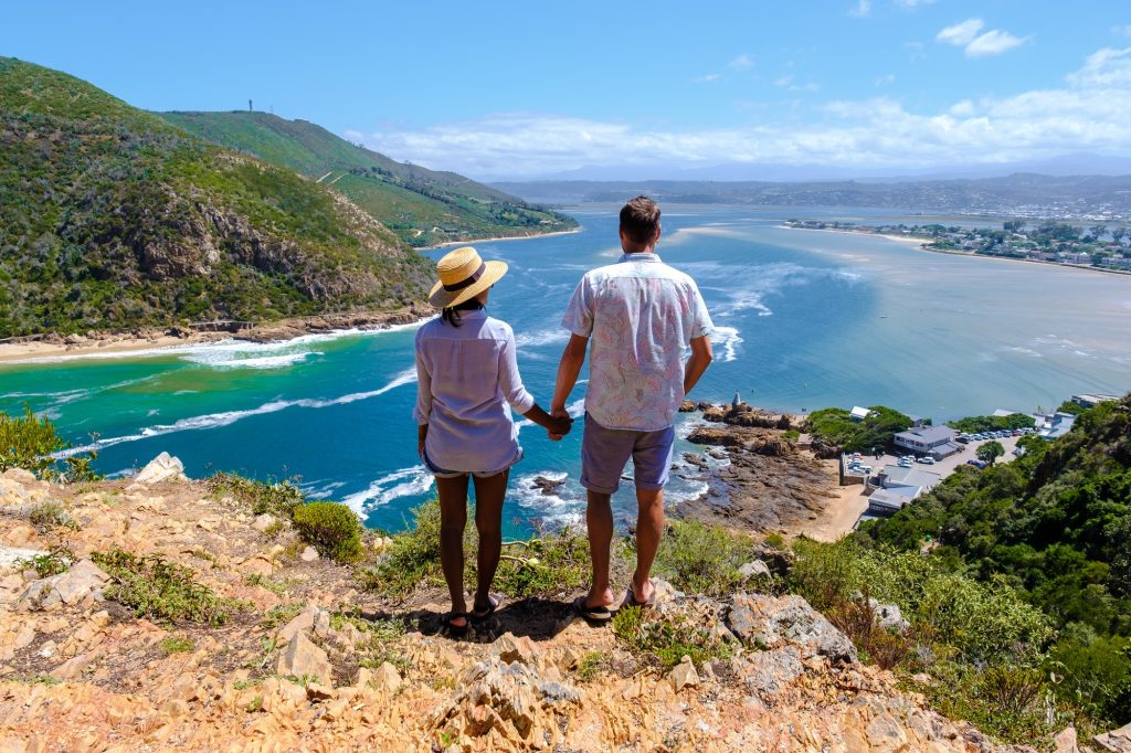 Knysna, Western Cape, South Africa. A couple of man and woman on a trip at the garden route